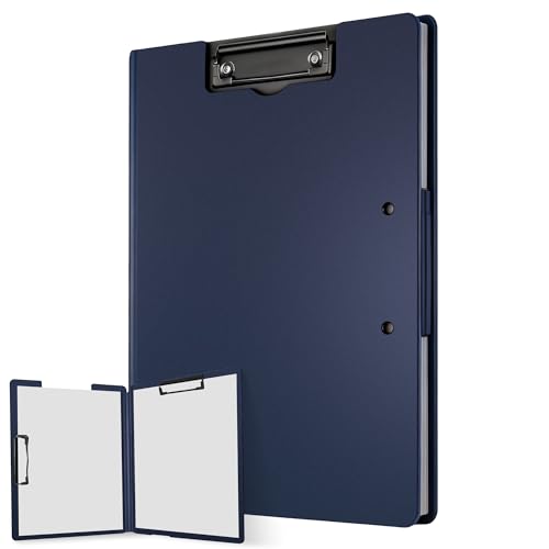 Klemmbrett A4 Schreibmappe A4 mit Deckel Klemmbrettmappe mit 2 Klemmen Klemmmappe für Büro Schule und Konferenz Blau