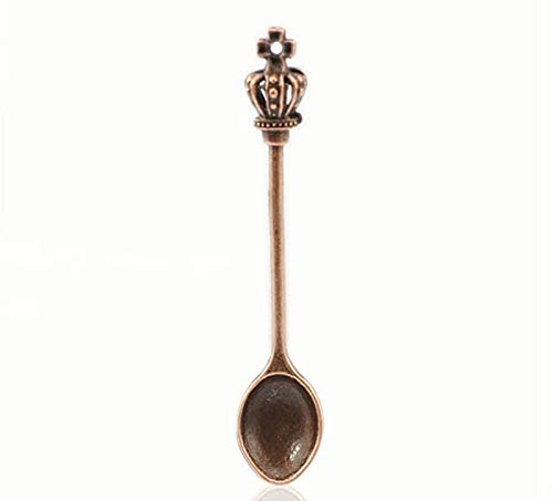 Housweety 20pcs Copper Tone Crown Spoon Tableware Charm Pendants 5.9x1.2cm(2 3/8