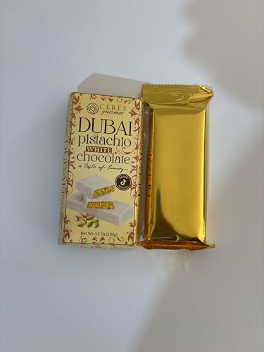 Ceres Gourmet Dubai Chocolate Bar Pistachio 3.5 Oz, White Chocolate Knafeh, Perfectly Portioned Packaging Dubai Chocolate, Premium Kunafa Chocolate Bars (3.5 Oz, Dark Chocolate)