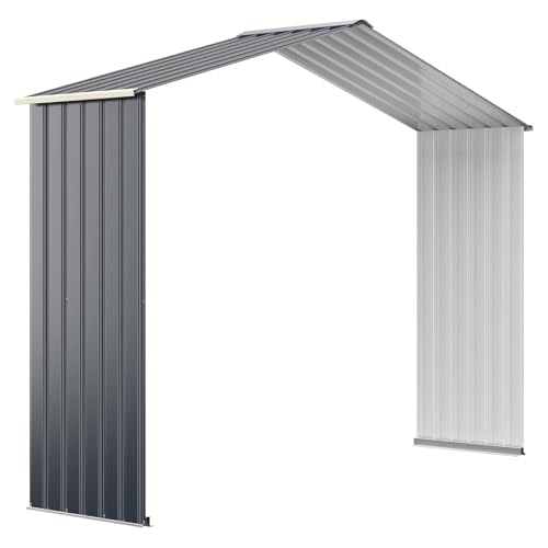 RELAX4LIFE Casetta da Giardino per Attrezzi, in Lamiera d'Acciaio e e Lamiera Zincata con Doppie Porte Scorrevoli, Tetto Inclinato, per Porta Attrezzi, Tosaerba (b1)