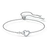 SWAROVSKI-Womens-Infinity-Heart-Jewelry-Collections-Rose-Gold-Tone-Rhodium-Finish-Clear-Crystals Swarovski Infinity Heart Bracelet with White Crystals, Infinity Symbol and Heart Intertwined on a Rhodium Plated Adjustable Chain