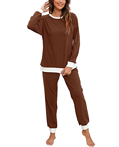 Xieerduo Pajama Set For Women Workout Sets For Women Lightweight Sweatsuit Brown S #TOP2