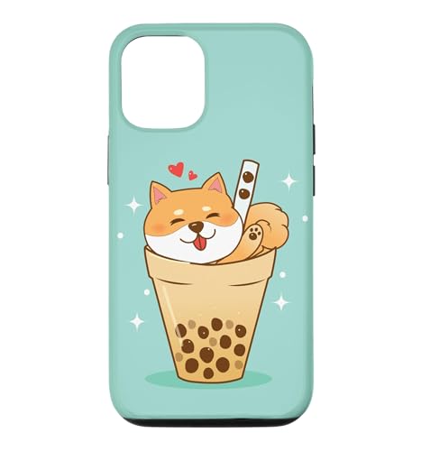 Funny Womens Kids Girls Bubble Boba Tea Kawaii Shiba Inu �X�}�z�P�[�X iPhone 12/12 Pro �p
