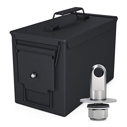 Solid Tactical 50 Cal Ammo Can with Locking Kit â€“ New Steel Black Ammo Box Military & Army M2A1 for Long-Term Waterproof Ammunition & Valuables Storage Case