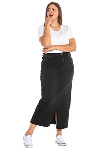 Slink - Premium Women's Plus Size Long Denim Skirt (Black)