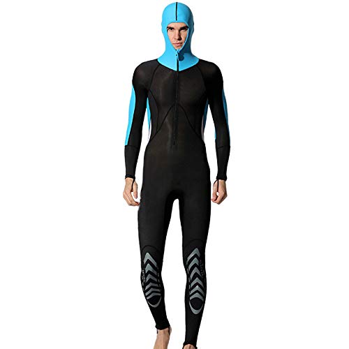 KIWM Diving Suit 0.5Mm Spearfishing Wetsuits Hooded for Men,Wetsuit Full Body Long Sleeve Wet Suits Front Zipper One Piece Swimsuit for Diving Snorkeling Swimming Surfing Canoeing,S