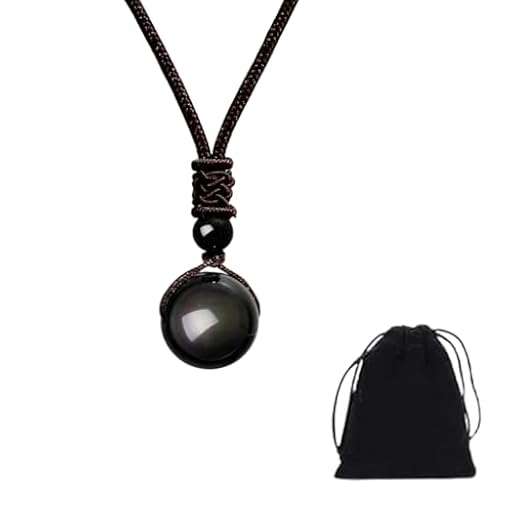 WIRZUL Collar de obsidiana natural para hombre y mujer, colgante de piedra protectora unisex ajustable, un regalo significativo para él/ella. | Ya disponible en tu tienda friki favorita! En mundofriki.es!