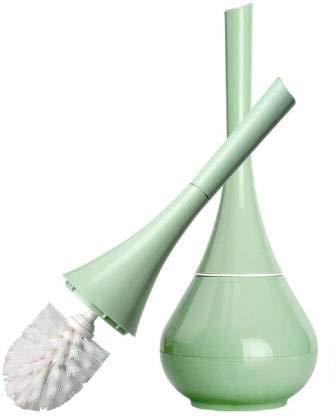 Volbit Toilet Brush and Holder Set, Silicone Bristles Bathroom Cleaning Bowl Brush Kit with Tweezers Plastic Cleaning Brush Toilet Brush with Holder Look Like Flower Pot (Pista)