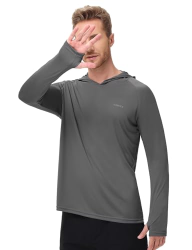 Mens Long Sleeve Sun Shirt with Hood Mask UPF SPF UV Protection for Hiking Fishing Kayaking Summer Outdoor Activities2
