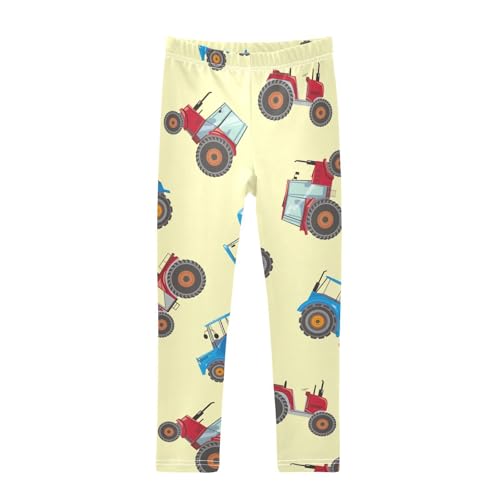 Blue Red Tractor Girls Leggings,Workout Leggings for Girls Toddler Athletic Legging Size for 3-10T