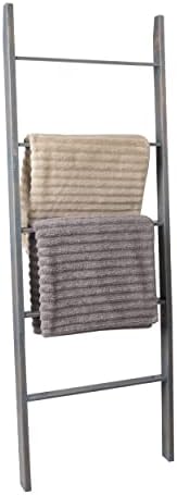 Mind Reader 53″ Premium Wood Rustic Decorative Tall Quilt Blanket Ladder, Vintage Wooden Décor, Brown