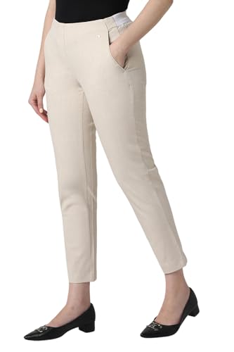 Image of Van Heusen Women Beige Solid Formal Regular Fit Trousers