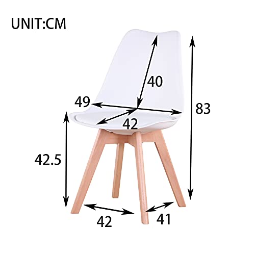 Miniatura 4 de Benyled Juego De Comedor Mesa Rectángulo Con 4 Sillas Para El Hogar, La Oficina Y El Café Blanco Zdcz