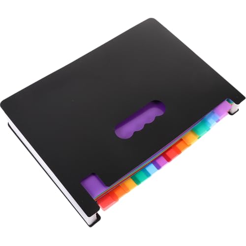 CALLARON Carpeta de Acordeón Expandible Negra Diseño Arcoíris, Organizador de Archivos Tipo Acordeón A4 de 25 Compartimentos, Archivador de Oficina Portátil para Recibos y Documentos