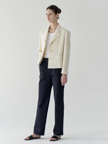 Women's Tweed Blazers Jackets Casual Long Sleeve Turn-Down Collar Business Casual Cropped Coats4