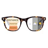 SKYWAY Progressive Multifocal Photochromic Reading Glasses Blue Light Blocking for Women Men,Transition Readers with Spring Hinge UV Protection(Tortoise, 2.5)