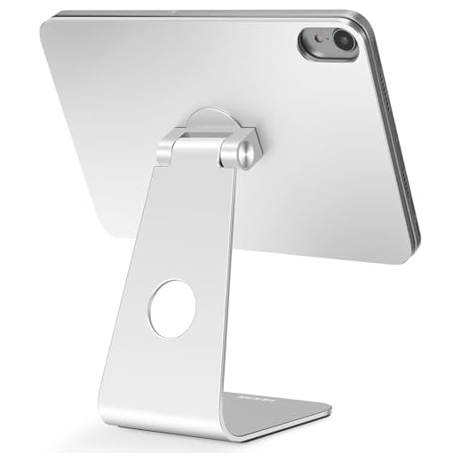 LULULOOK Support magnétique pour iPad Mini 6 (21,1 cm, 2021), support de tablette en aluminium, support rotatif flottant réglable pour Apple iPad Mini 6 dessin, visualisation, travail (argent)