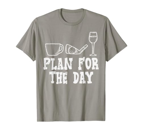 Plan for The Day Coffee Golf Wine Golfing Drinking Golfer T-Shirt, Men, Slate Grey, Medium