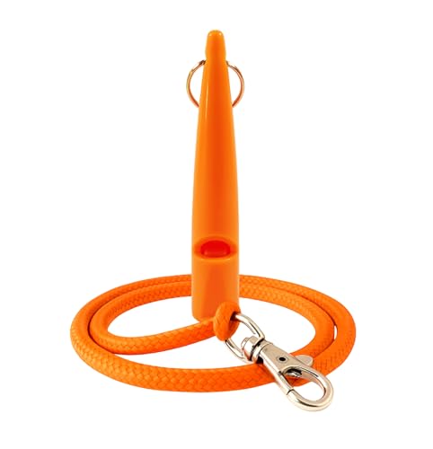 Fischietto per Cani, Richiamo Immediato con Frequenza Fissa (Udibile + Ultrasuoni), Ideale per Addestramento Cani Accessori, Fischio Potente a Lunga Distanza, Tutte Le Razze (vers. 2025) (Arancione)