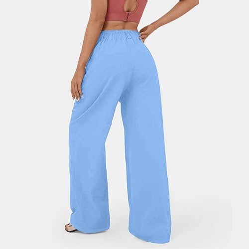 sandbank Women's High-Waisted Wide Leg Cotton Pants Casual Loose Fitted Palazzo Pants 2024 Summer Beach Vacation Wear4