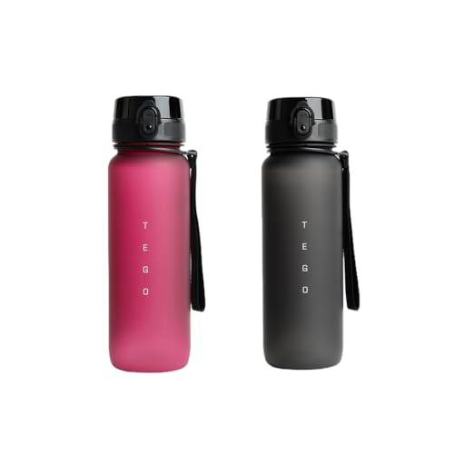 Image of TEGO Rise Tritan Water Bottle | 800ml Secure Flip Lock Lid | BPA-Free, Durable & Impact-Resistant | Wrist Strap for Easy Carry | Hydration Tracker | Gym, Office, Travel Water Bottle- Pack of 2