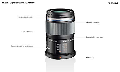 OM System Olympus EM-M6028 M.Zuiko Digital ED 60MM F2.8 Macro Lens(Black)
