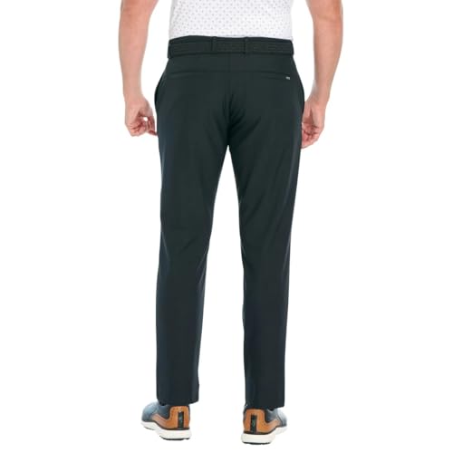 Greg Norman Calça chino masculina ML75 de tecido elástico de microfibra, Preto, 34W x 32L