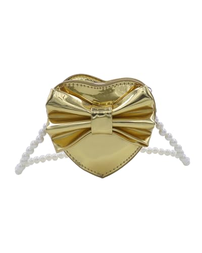Mini sac à bandoulière en forme de cœur chaîne de perles nœud pour filles