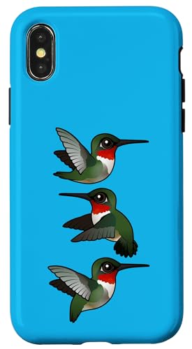 Cute Cartoon Ruby-throated Hummingbirds in Flight Birdorable Case