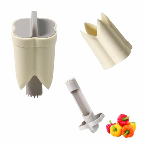 Descorazonador De Pimientos 2 En 1 Removedores De Semillas De Pimiento Herramienta Para Quitar Semillas Para Cocina Hogar Familia Camping Blanco