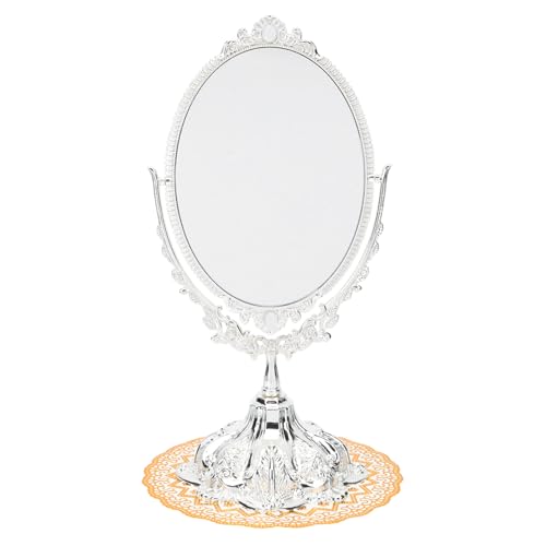 Miroir de maquillage style rétro vintage double face argenté