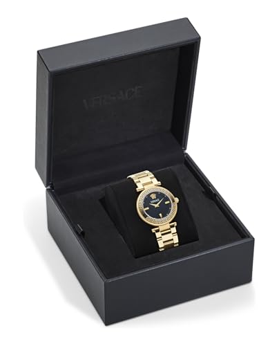 Versace Versace Reve Collection Luxury Womens Watch Timepieces with a Gold Bracelet and Case featuring a Black Dial4