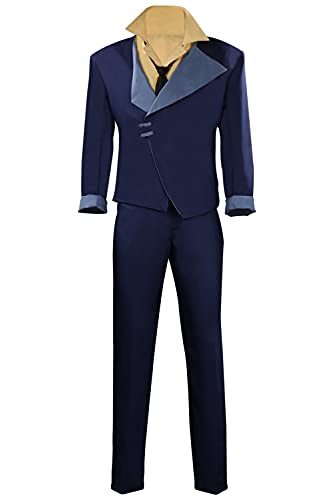 Oumelfs Spike Spiegel Cosplay Cowboy Costume Adult Anime Outfit Shirt Pants Jacket Accessories for Men (Blue, Large)