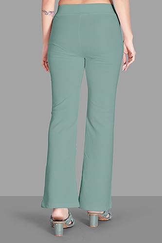 Image of Women's High Waist Bell Bottom Trouser, Elastic Flared Bootcut Pants