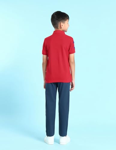 Image of U.S. POLO ASSN. Regular Fit Boys Polo T-Shirts - Cotton Fabric, Ribbed Collar, Short Sleeves T Shirt for Kids -M, Red