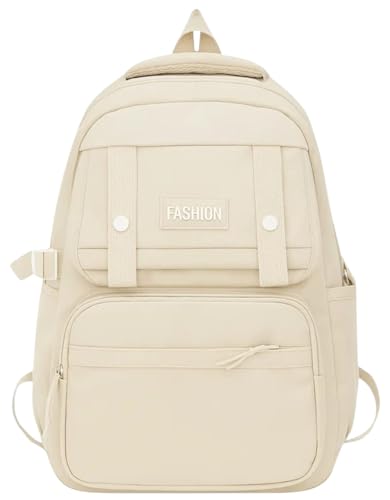 Mochila Feminia Masculiana Notebook Reforçada Escola Escolar Preta Grande Impermeável Resistente Trabalho (Creme)