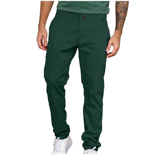 Mens Casual Linen Pants Loose Fit Expandable Waist Straight Leg Pant Lightweight Beach Flat Front Pants with Pockets