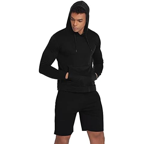 Deyeek Men's Casual Long Sleeve Hoodies Sport Sweatshirt Hip Hop Pullover with Pocket, Black, XXL Cover