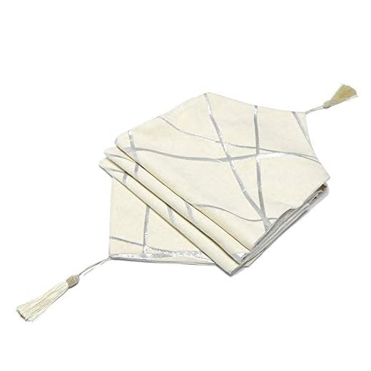 Prosperveil Camino de Mesa Moderno geométrico con Borla Gruesa de Chenilla de algodón para Cocina, Cena, café, Mantel, cobertor para decoración de Bodas, Fiestas, 33 x 180 cm