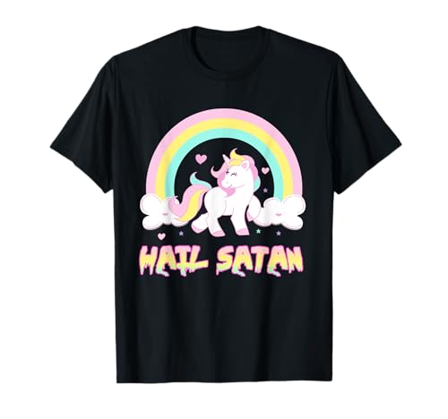 Hail Satan Unicornio Divertidos Unicornios Death Metal Música Rock Camiseta