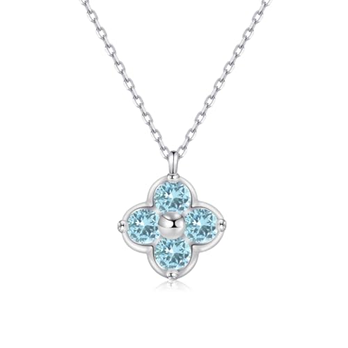 Collier argent 925 collier de pierres de naissance trèfle à 4 feuilles pendentif femme