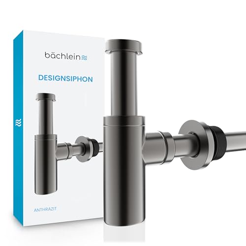Bächlein Siphon design universel pour lavabo et lavabo [anthracite] - Siphon design haut de gamme pour lavabo - Siphon anti-odeurs avec ouverture de nettoyage...