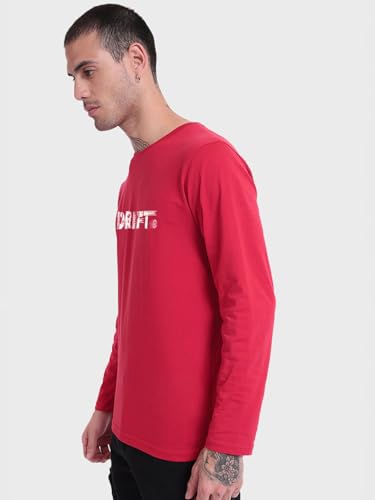 Image of Bewakoof Men Typography Regular Fit Full Sleeve Round Neck Pure Cotton T-Shirt
