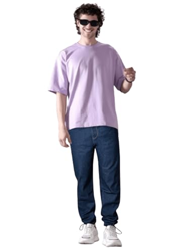 Image of Men's Comfort Fit Denim Lycra Joggers Jeans Stretchable High Rise Relaxed Fit Available in Dark Blue Navy Blue Light Blue Full Length Soft Fabric Machine Wash