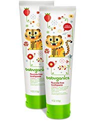Babyganics Fluoride Free Toothpaste, Strawberry, 4oz Tube (Pack of 2)