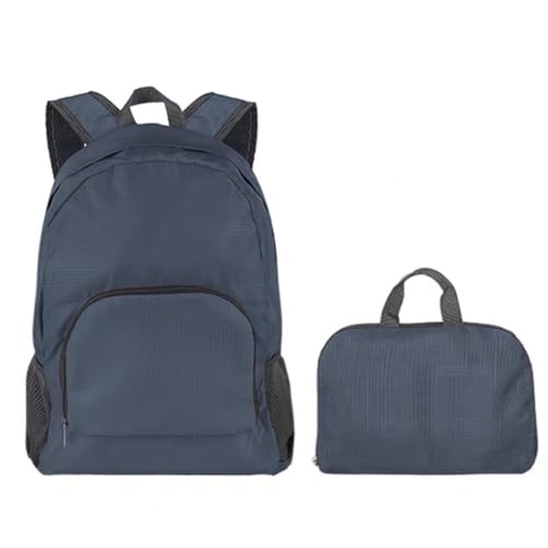 Mochila Dobrável com Bolsa Auxiliar, Leve e Compacta, Azul, para Viagem e Uso Diário (Cinza)