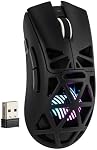 MechLands Aula SC620 Gaming Mouse, 2.4G/USB-C/BT Wireless Mouse with 400mAh Battery, Adjustable 12,000 DPI & 1000 Polling Rate, PAW3311 Sensor, RGB Lighting, Programmable Buttons, for Win/Mac (Black)