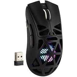 MechLands Aula SC620 Gaming Mouse, 2.4G/USB-C/BT Wireless Mouse with 400mAh Battery, Adjustable 12,000 DPI & 1000 Polling Rate, PAW3311 Sensor, RGB Lighting, Programmable Buttons, for Win/Mac (Black)