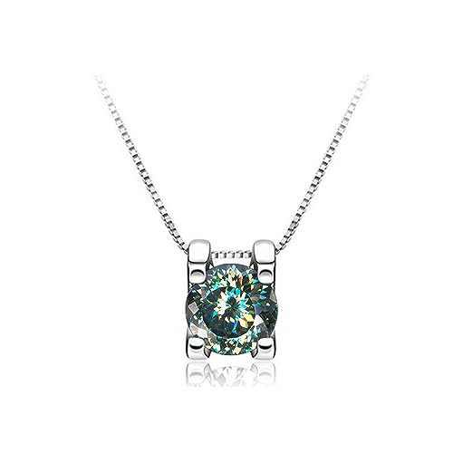 Collier Moissanite 1ct D pour femme avec pendentif rond en argent