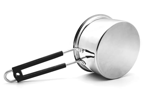 Image of Heavy Steel Sauce Pan - 1, 1.5, 2 Litre, 18 Gauge, Gas Stove Friendly, Silver | Milk Boiler, Tapeli, Patila with Handle (Total Weight 1970g) Set 3
